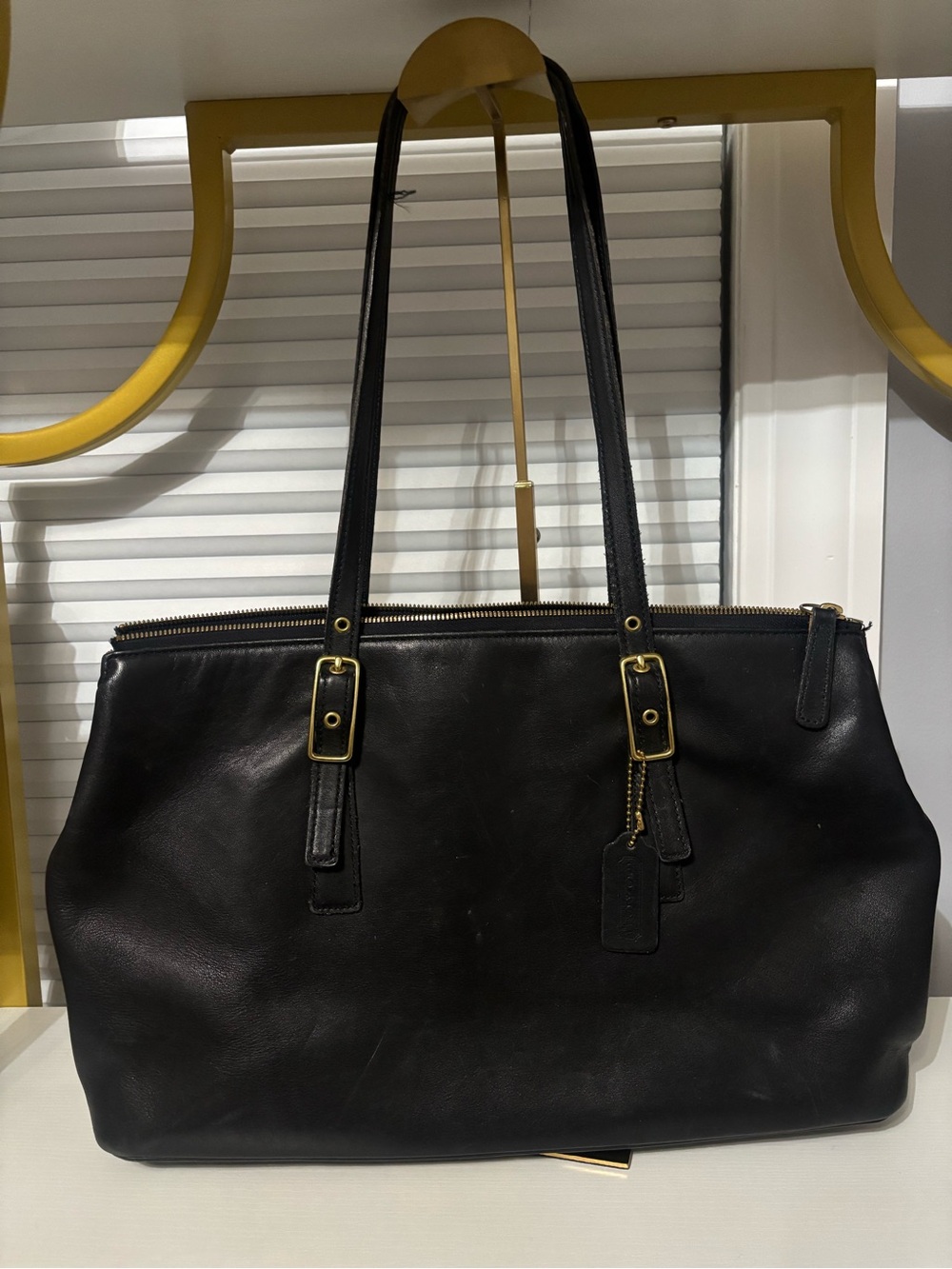 Vintage Coach Tote Bag with Brass Hardware